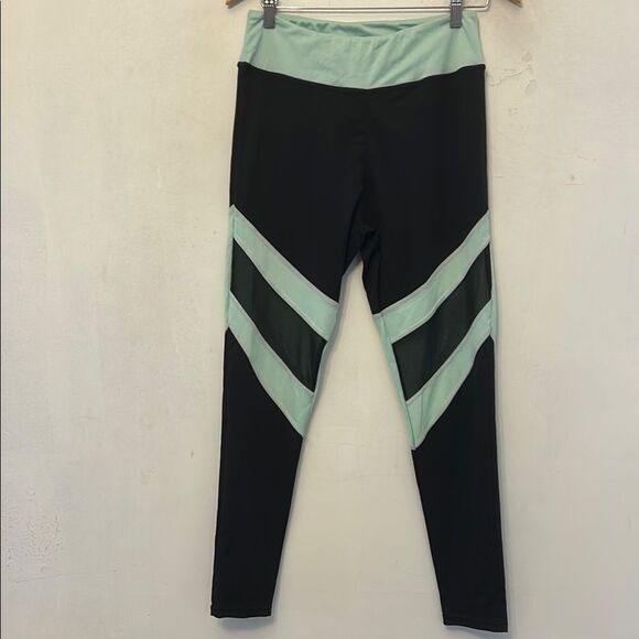 AQ-Sport black lime green leggings Size XL New - Picture 1 of 8